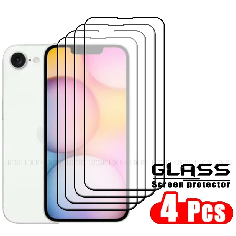 4-Pack Full Cover Tempered Glass Screen Protector for iPhone 16e – 9H HD
