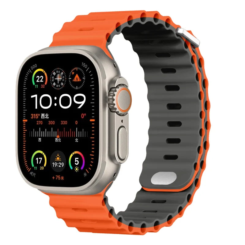 Ocean Silicone Strap for Apple Watch Ultra 3/2 & Series 11–5 SE2 Band