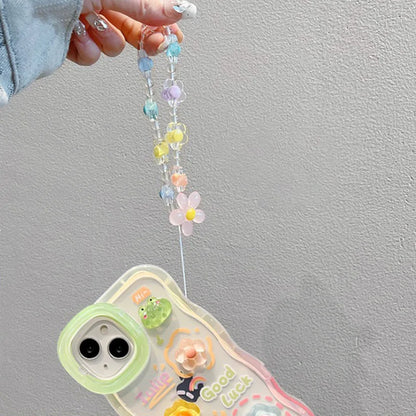 Flower Bracelet Chain Phone Case for iPhone 11–16 Pro Max – Frog & Rabbit Stand