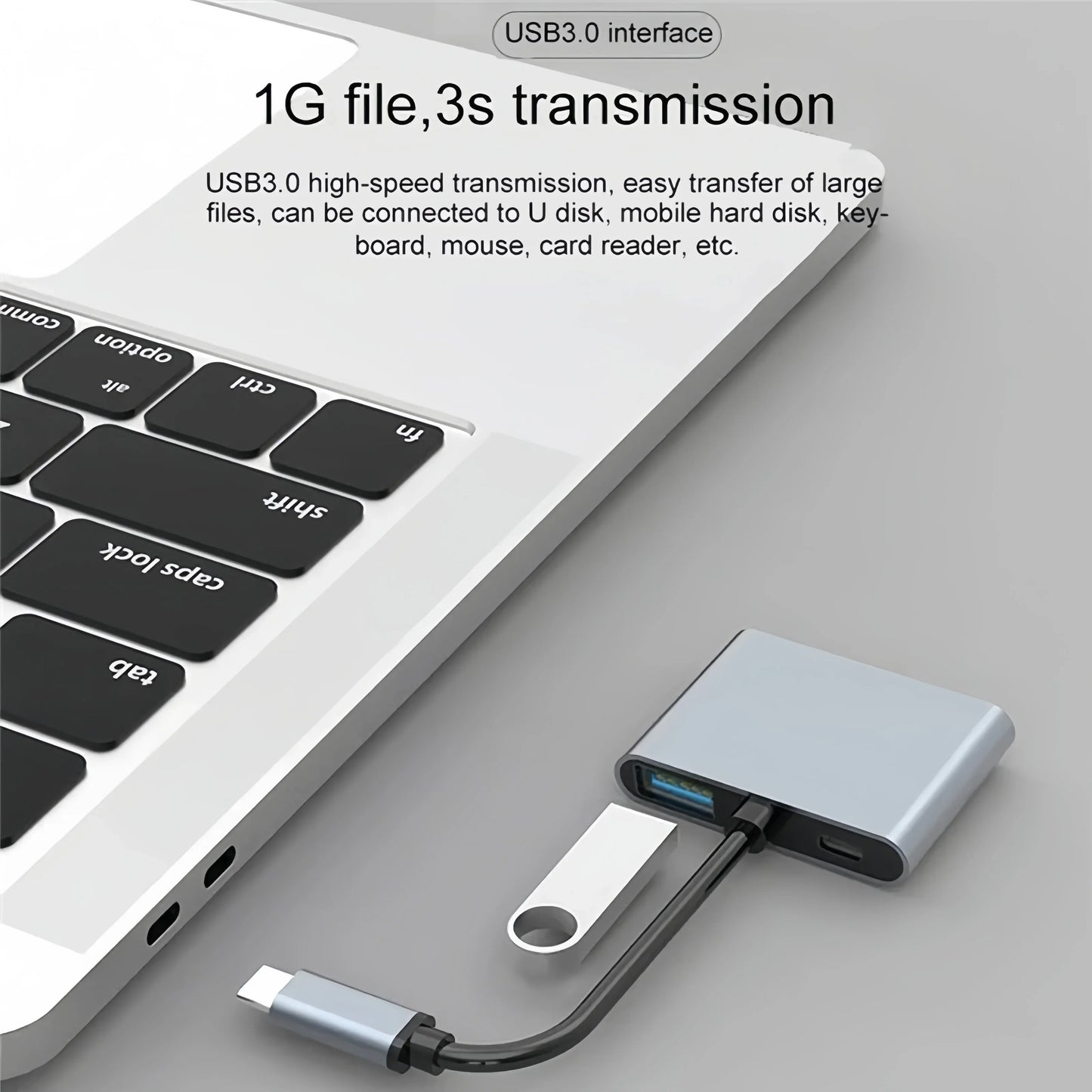 4-in-1 USB-C Docking Station Dual HDMI 4K@60Hz Adapter USB 3.0 HUB Splitter