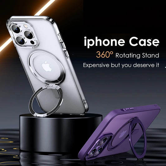 Luxury Magnetic Stand Case with Ring Holder for iPhone 11–13 Pro Max