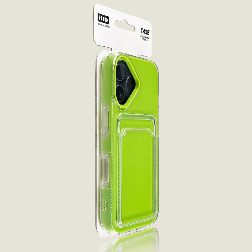 Candy Transparent Silicone + PC Card Slot Case for iPhone 11–14 Pro Max Wallet Cover