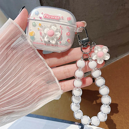 Korean Floral TPU Case for Lenovo LP40 Pro/LP40S | Clear Cover with Beaded Charm