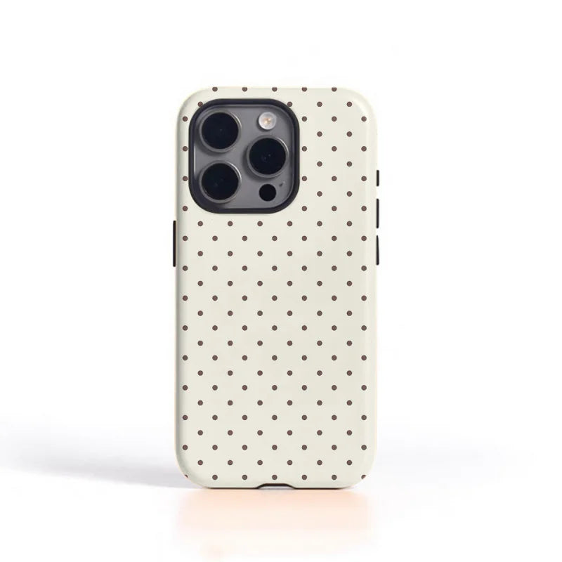 Classic White Polka Dots 2-in-1 Tough Glossy Phone Case for iPhone 17–7 Plus XR