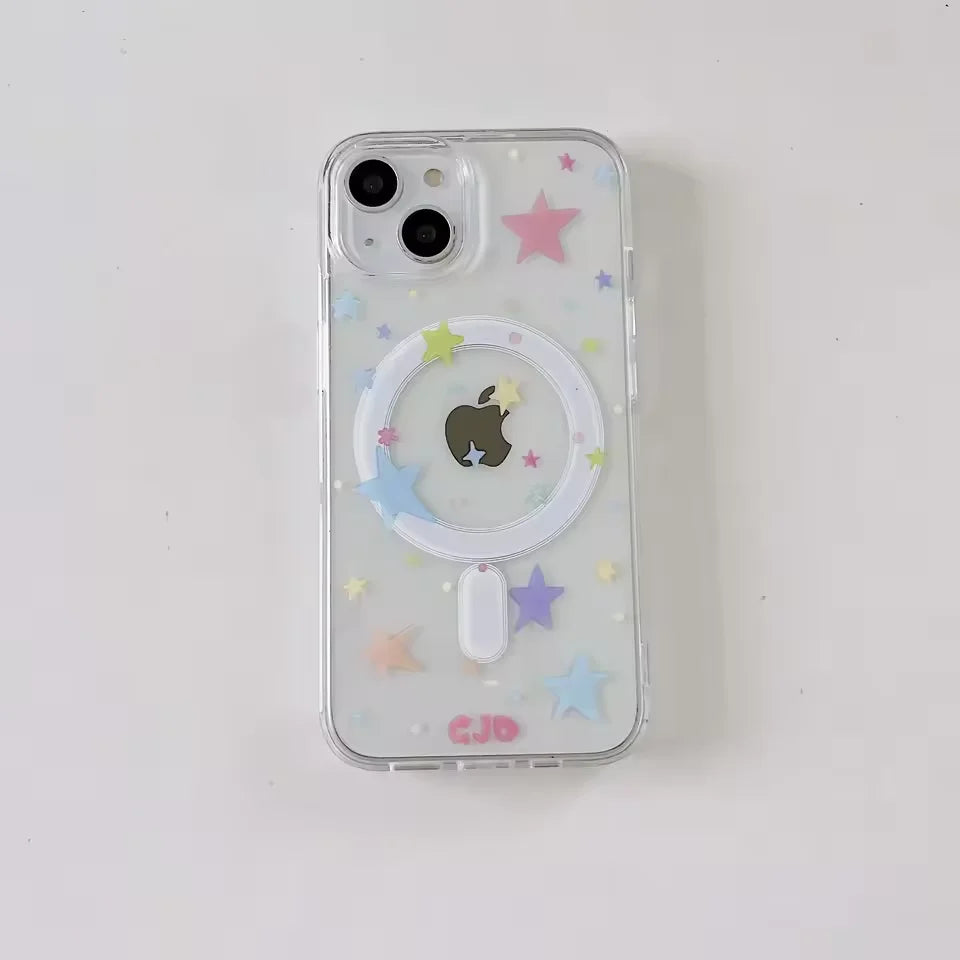 Colorful Stars MagSafe Case for iPhone 11–16 Pro Max – Y2K Aesthetic