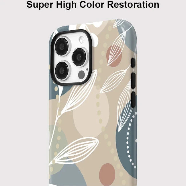 Leaves & Flower MagSafe Case for iPhone 16–11 | Magnetic Double-Layer Cover