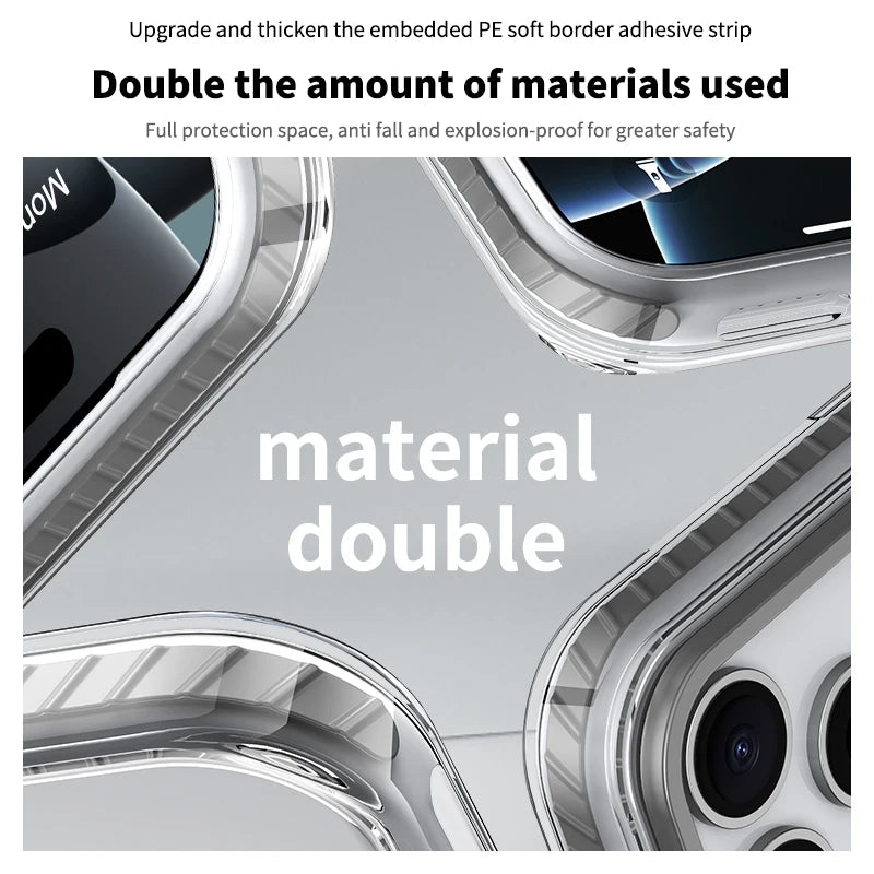 Luxury PE Striped Border MagSafe Clear Case for iPhone 12–14 Pro Max Wireless