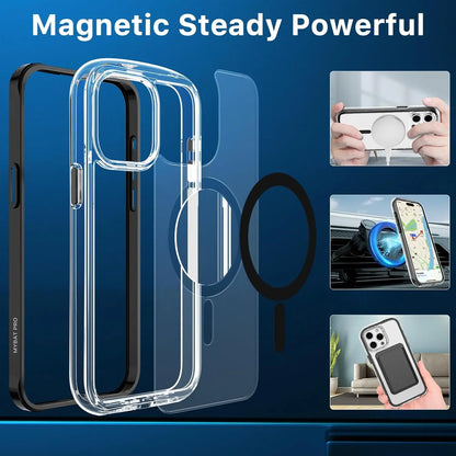 Luxury MagSafe Clear Shockproof Case for iPhone 14/15 Pro Max & Plus