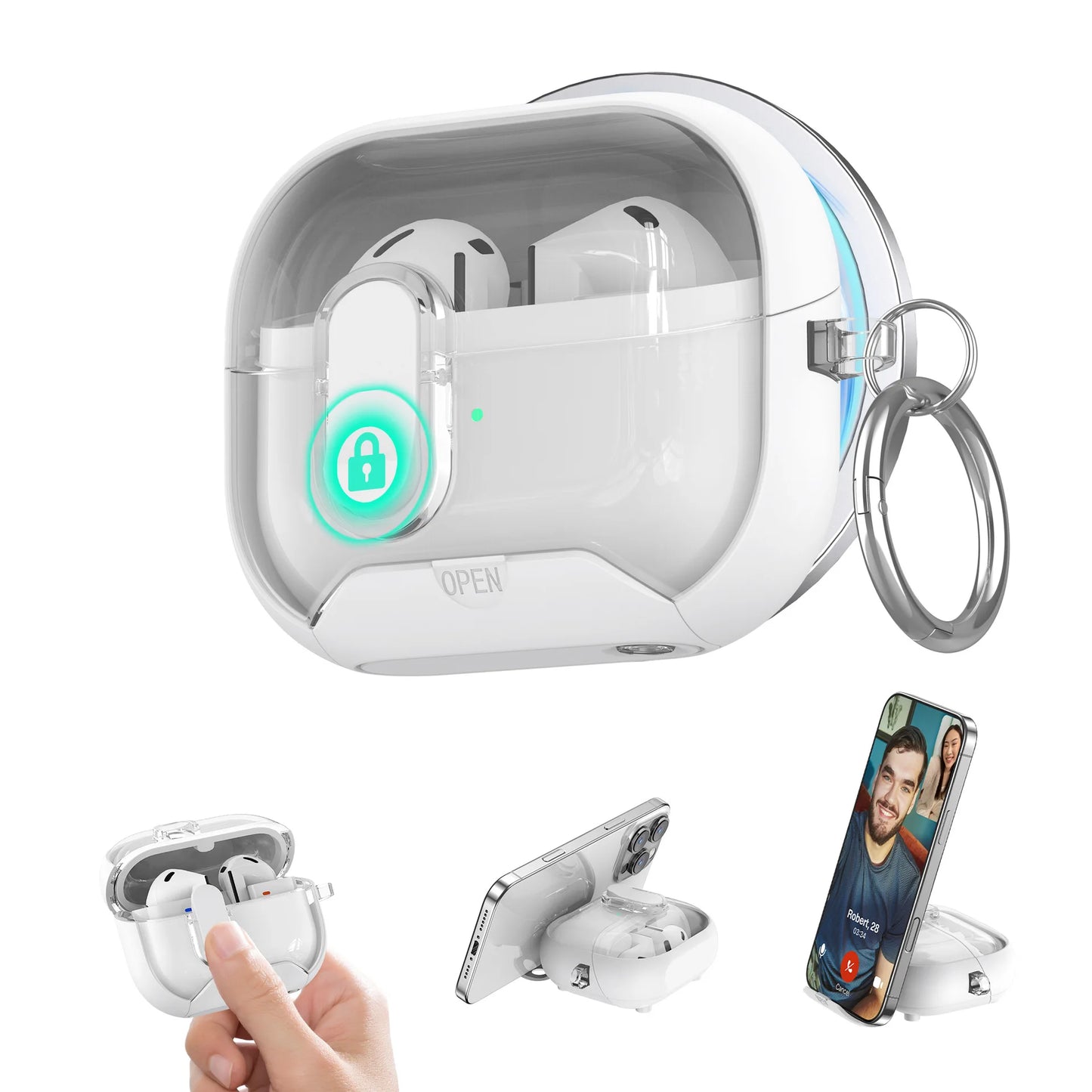 Secure Lock Case for Samsung Galaxy Buds 3 / 3Pro with Phone Stand