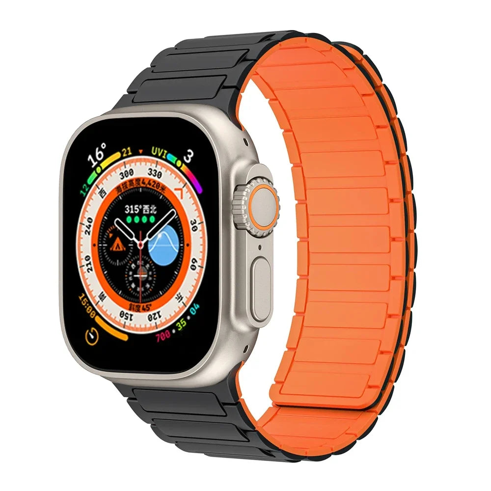Magnetic Silicone Strap for Apple Watch Ultra 2 & Series 9–4 | 49–38mm Band