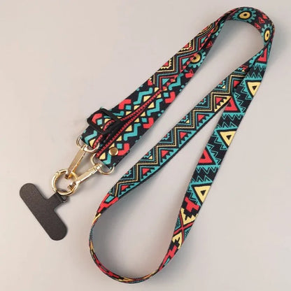 Universal Retro Pattern Phone Lanyard Adjustable Crossbody Anti-Lost Strap