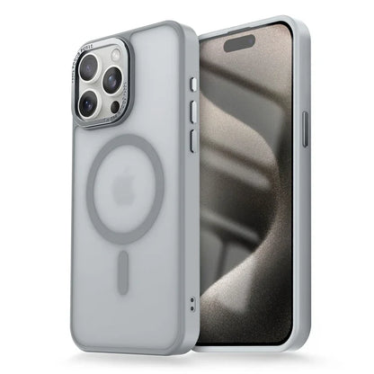 Matte Transparent MagSafe Case with Metal Lens Ring for iPhone 11–13 Pro Max