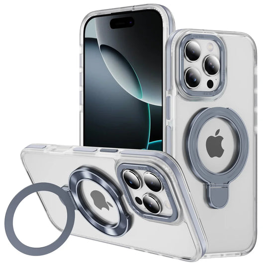Clear Magnetic Stand Case for iPhone 17 16 15 14 13 12 11 Pro Max