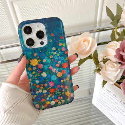 Korean INS Glitter Flowers Spring Vibe Case for iPhone 11–16 Pro Max Plus