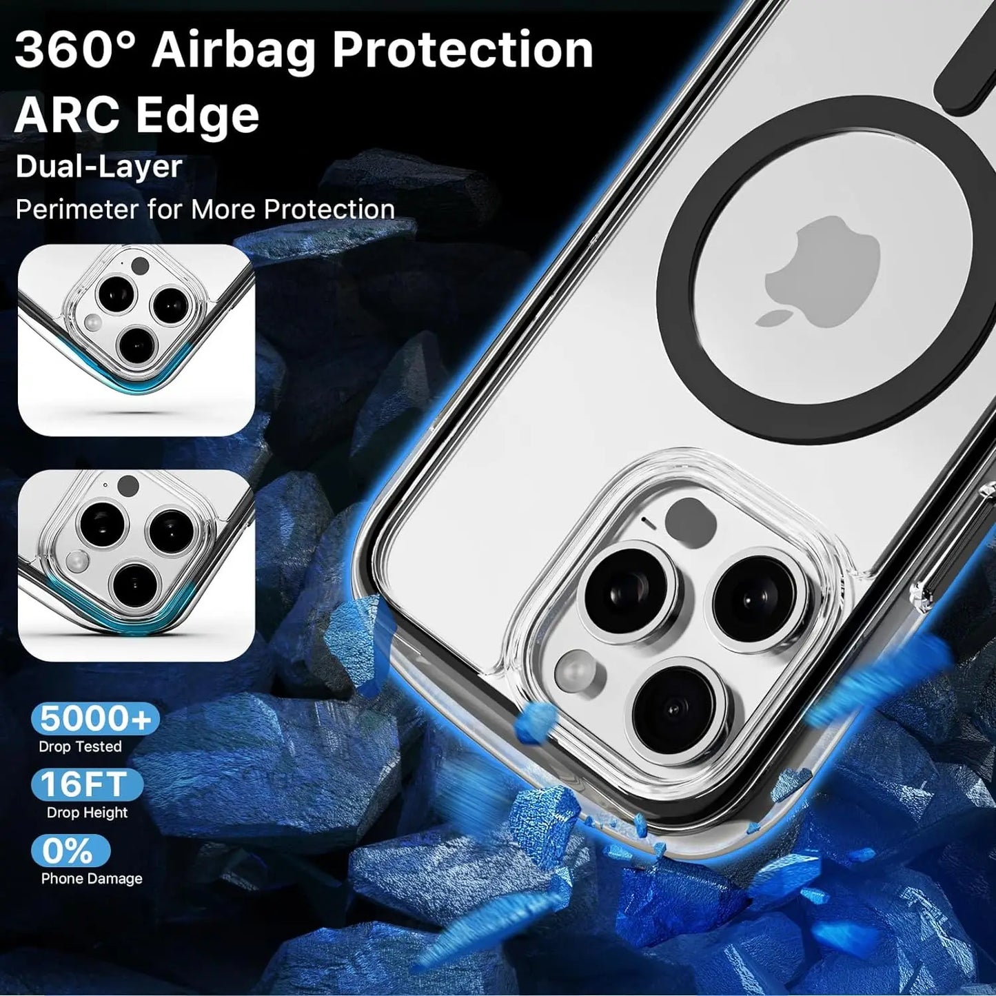 Luxury MagSafe Clear Shockproof Case for iPhone 14/15 Pro Max & Plus