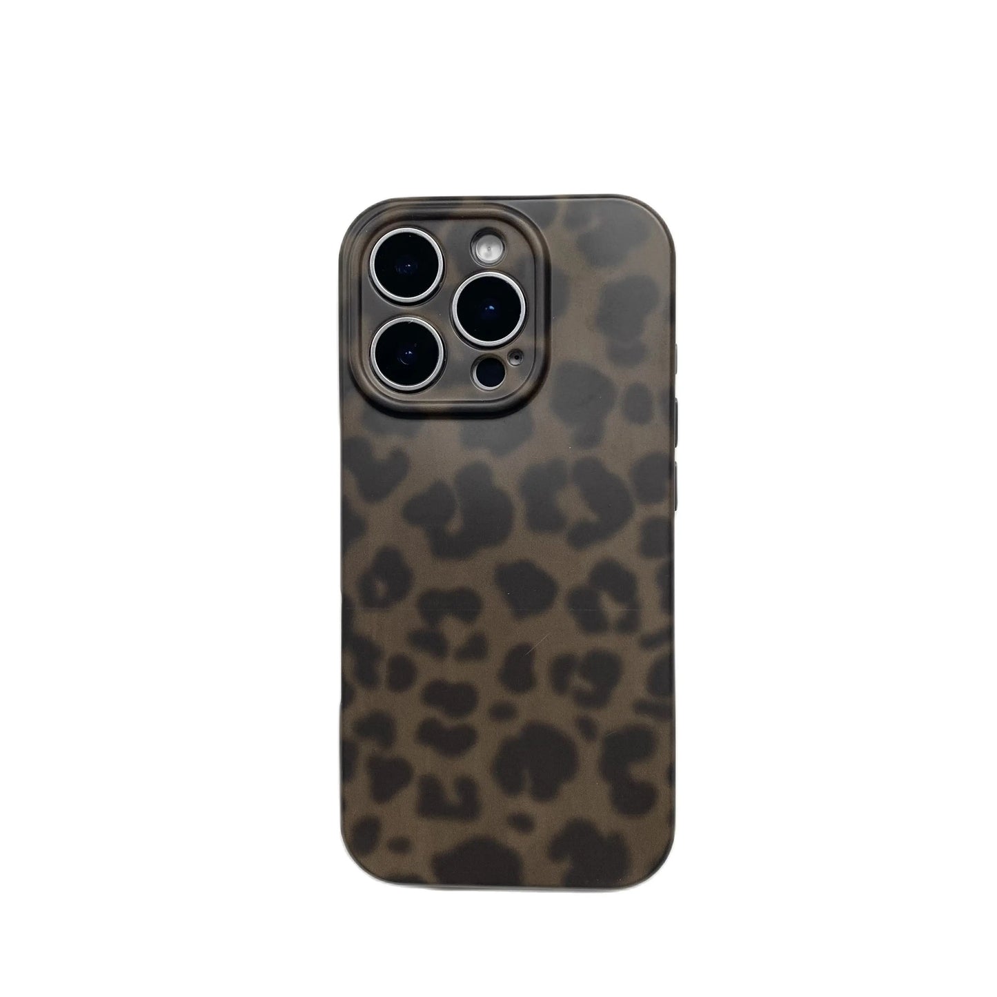 Retro Art Gray Brown Leopard Print Matte Case for iPhone 11–16 Pro Max