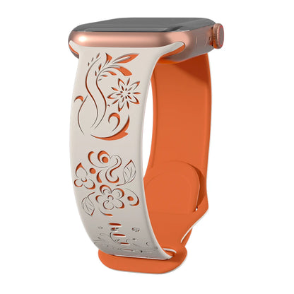 Flower Engraved Silicone Band for Apple Watch Ultra & Series 10–5 | 49–40mm