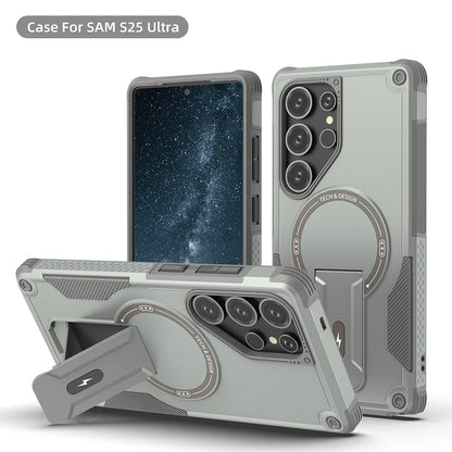Foldable Magnetic Armor Case for Samsung S25 Ultra/S24 Plus with Stand & Wireless