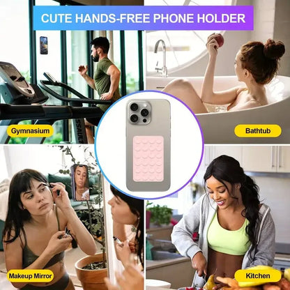 Silicone Suction Cup Phone Holder Mat Anti-Slip Wall Stand Square Back Mount