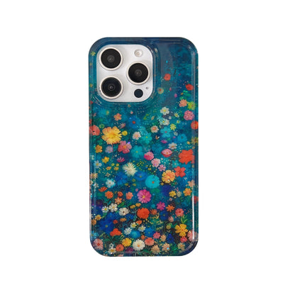Korean INS Glitter Flowers Spring Vibe Case for iPhone 11–16 Pro Max Plus