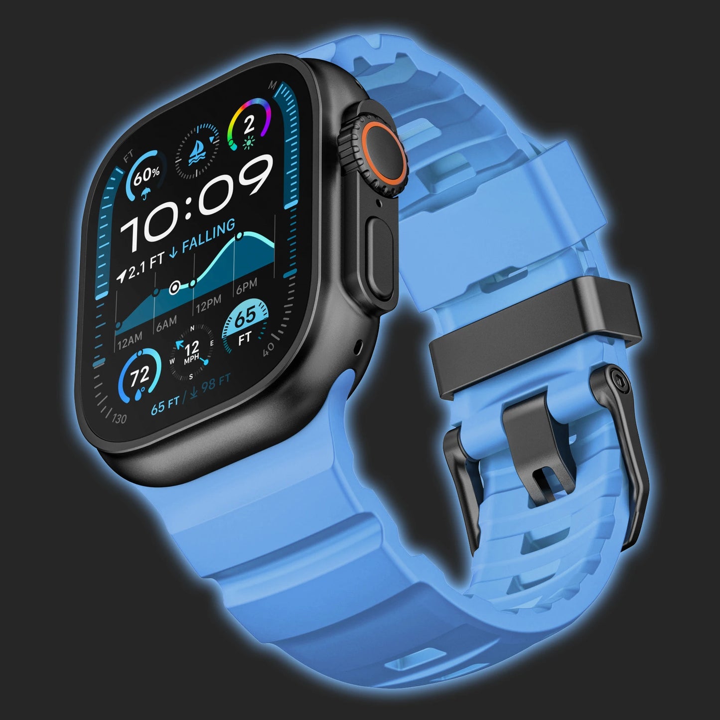 Fluorescent Silicone Bracelet for Apple Watch Series 4–10 & Ultra 2