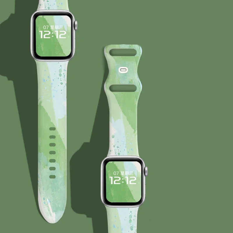 Black Unity Printed Silicone Band for Apple Watch (38–49 mm, Ultra 2, SE–9)