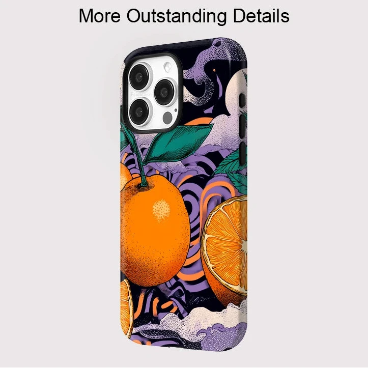 Fashion Orange Print MagSafe Case for iPhone 16 15 14 13 11 Pro Max Plus