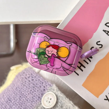 Cartoon Sleeping Princess AirPods Case for Pro 2/3/1/2/4 – Soft TPU Cover
