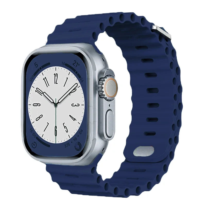 Ocean Strap for Apple Watch Ultra 2–3 SE | Silicone Sport Band 49–41mm