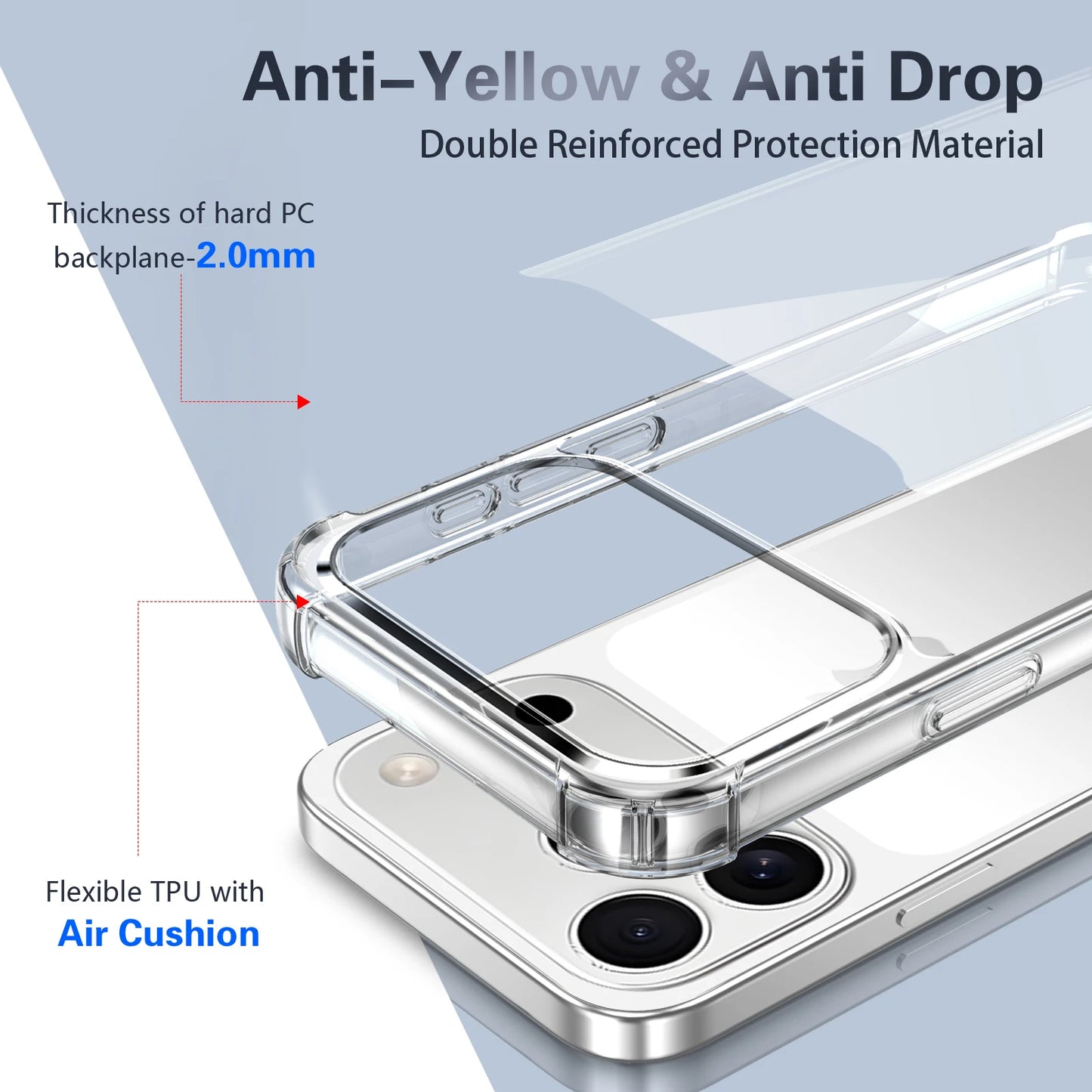 Luxury Transparent Anti-Shock Case for iPhone 17/16/15 Pro Max Air Cover