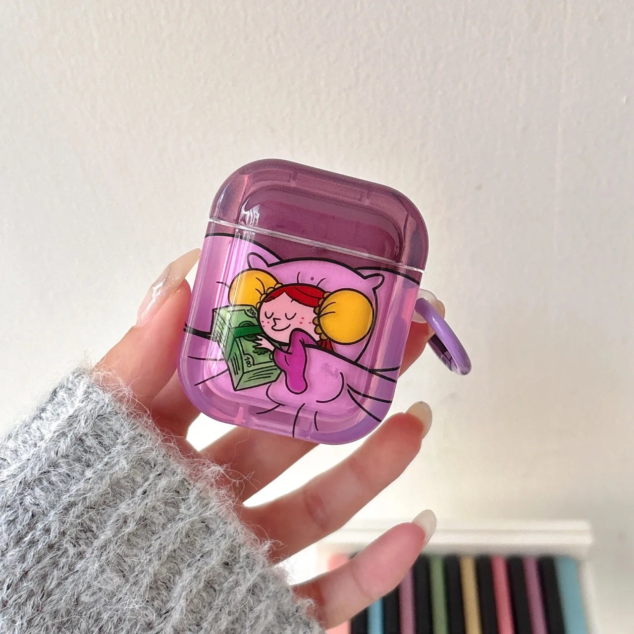 Cartoon Sleeping Princess AirPods Case for Pro 2/3/1/2/4 – Soft TPU Cover