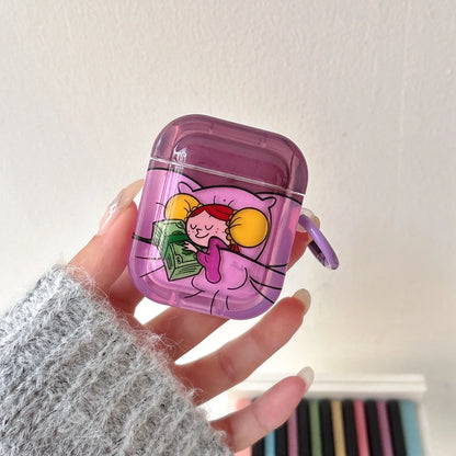 Cartoon Sleeping Princess AirPods Case for Pro 2/3/1/2/4 – Soft TPU Cover
