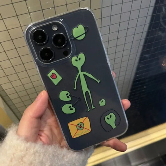 Funny Cute Alien Phone Case for iPhone 16–7 Pro Max Abstract Y2K Style