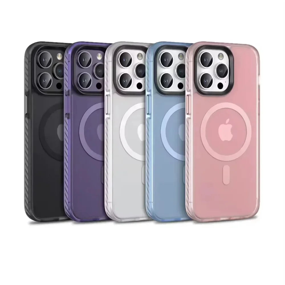 Matte Shockproof MagSafe Case for iPhone 11–16 Pro Max with Wireless Charging