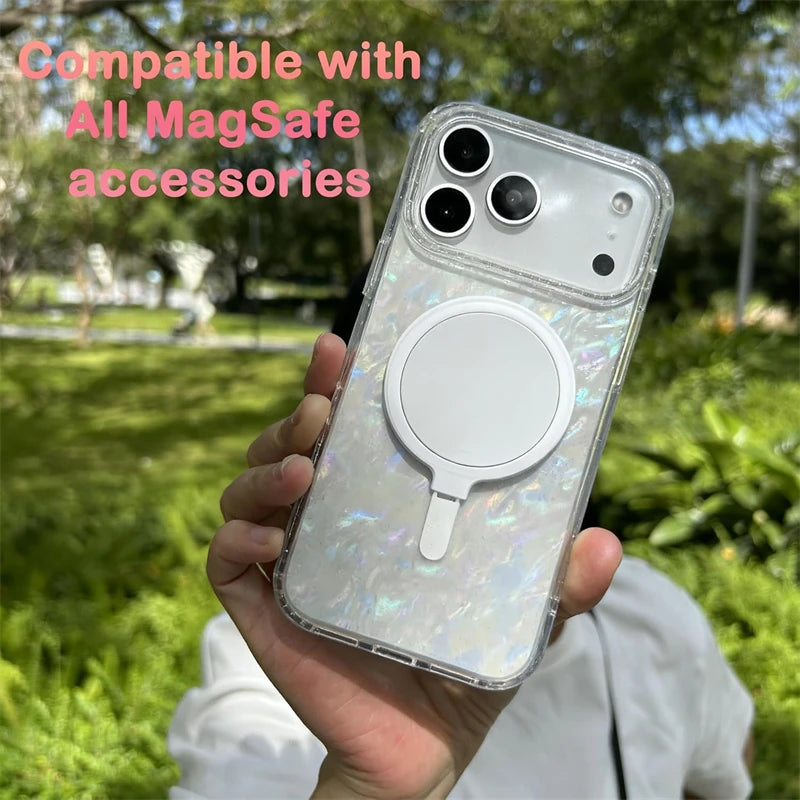 Shell Marble Magnetic Case for iPhone 17–12 Pro Max MagSafe Soft Cover