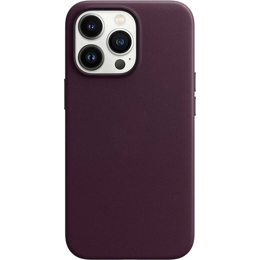 Deep Purple Leather MagSafe Case for iPhone 12–15 Series, Pro Max & Plus Phone Cover