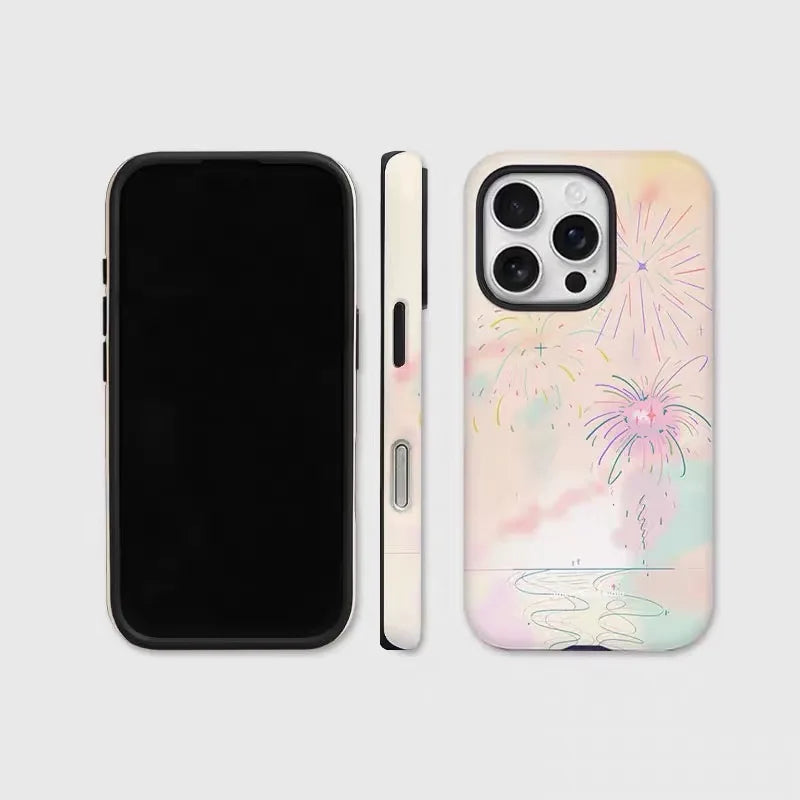 Pink Graffiti Fireworks Case for iPhone 16–11 | 2-in-1 Acrylic TPU Cover