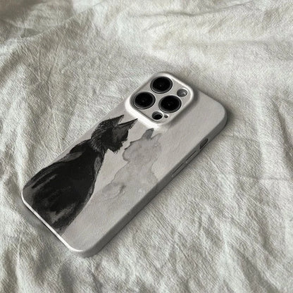 Artistic Black Cat Mirror Case for iPhone 17–11 Pro Max Watercolor Cover