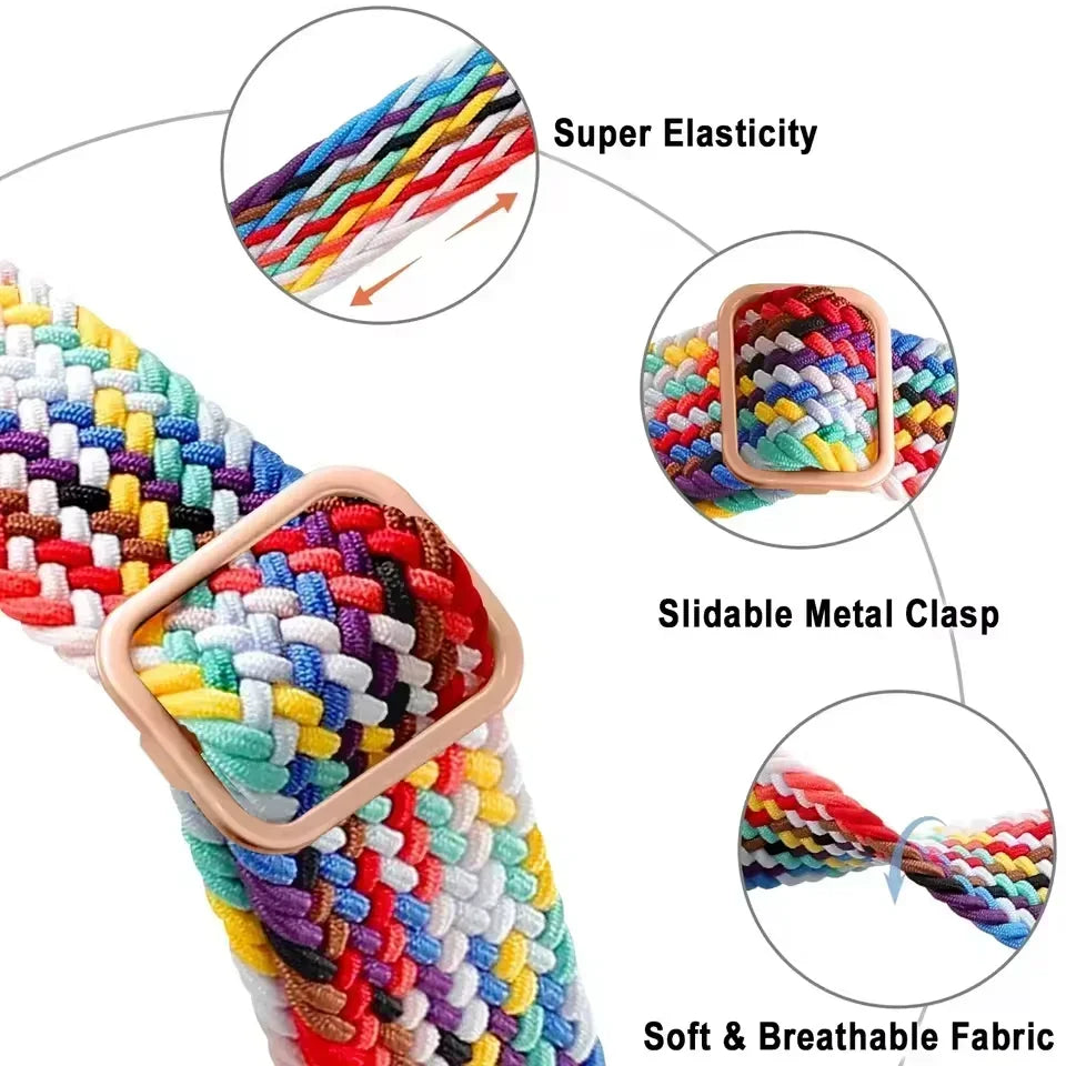 Braided Nylon Strap for Apple Watch Ultra 2/Series 10–4 Adjustable Band