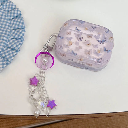 Purple Butterfly Wind Chime AirPods Case for Pro 2/3/4 – Soft Shockproof TPU