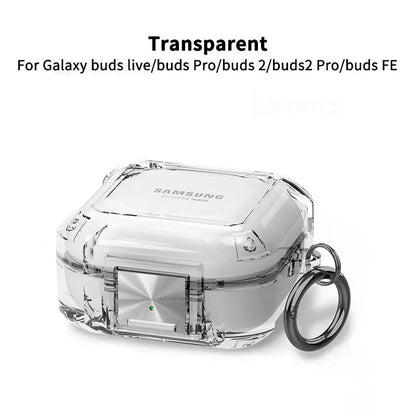 Secure Lock Transparent Case for Samsung Galaxy Buds Pro, Live, Buds 2, FE