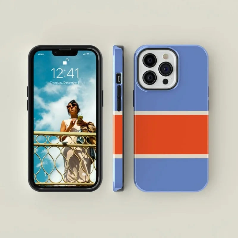 Striped Blue & Red Magnetic Phone Case for iPhone 16–11 Pro Max & Plus