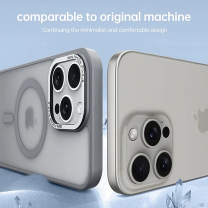 Matte Transparent MagSafe Case with Metal Lens Ring for iPhone 11–13 Pro Max