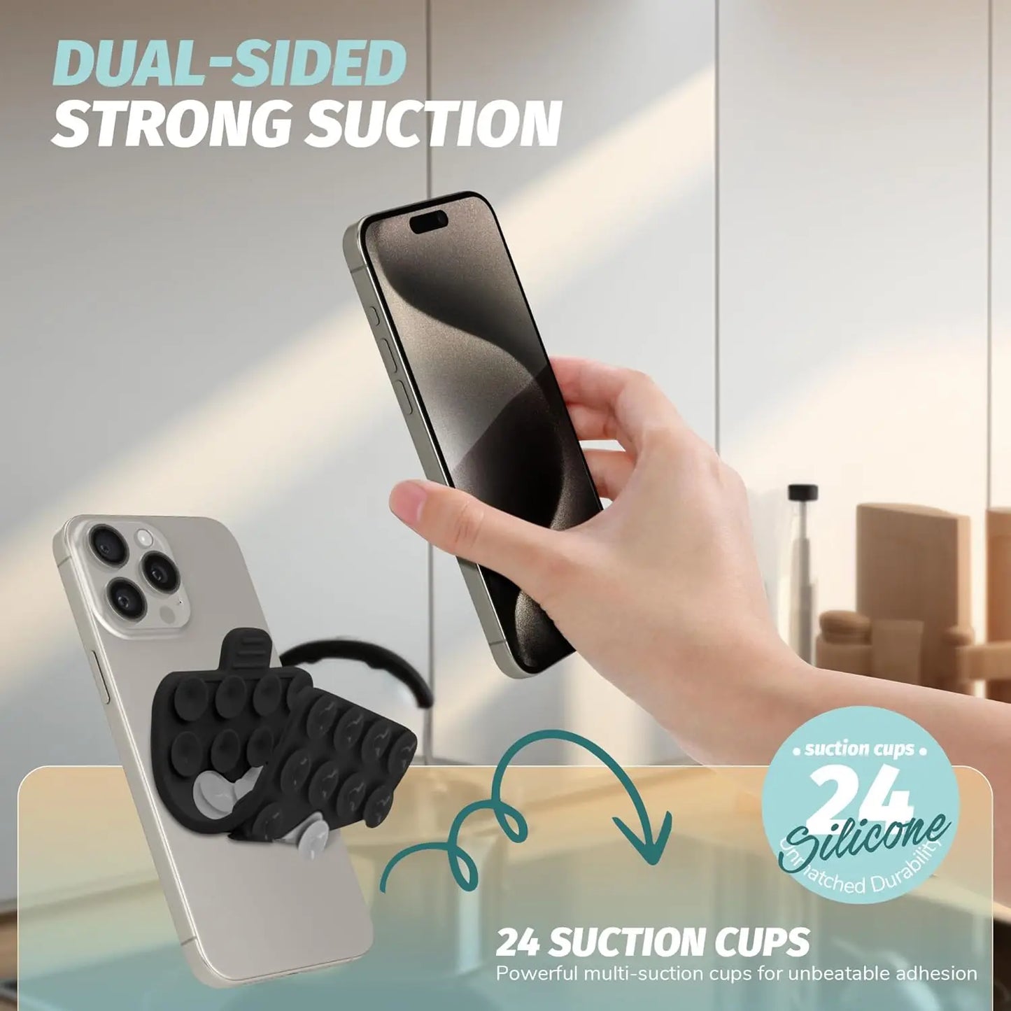 Heart-Shaped Double-Sided Silicone Suction Phone Holder Grip Mount