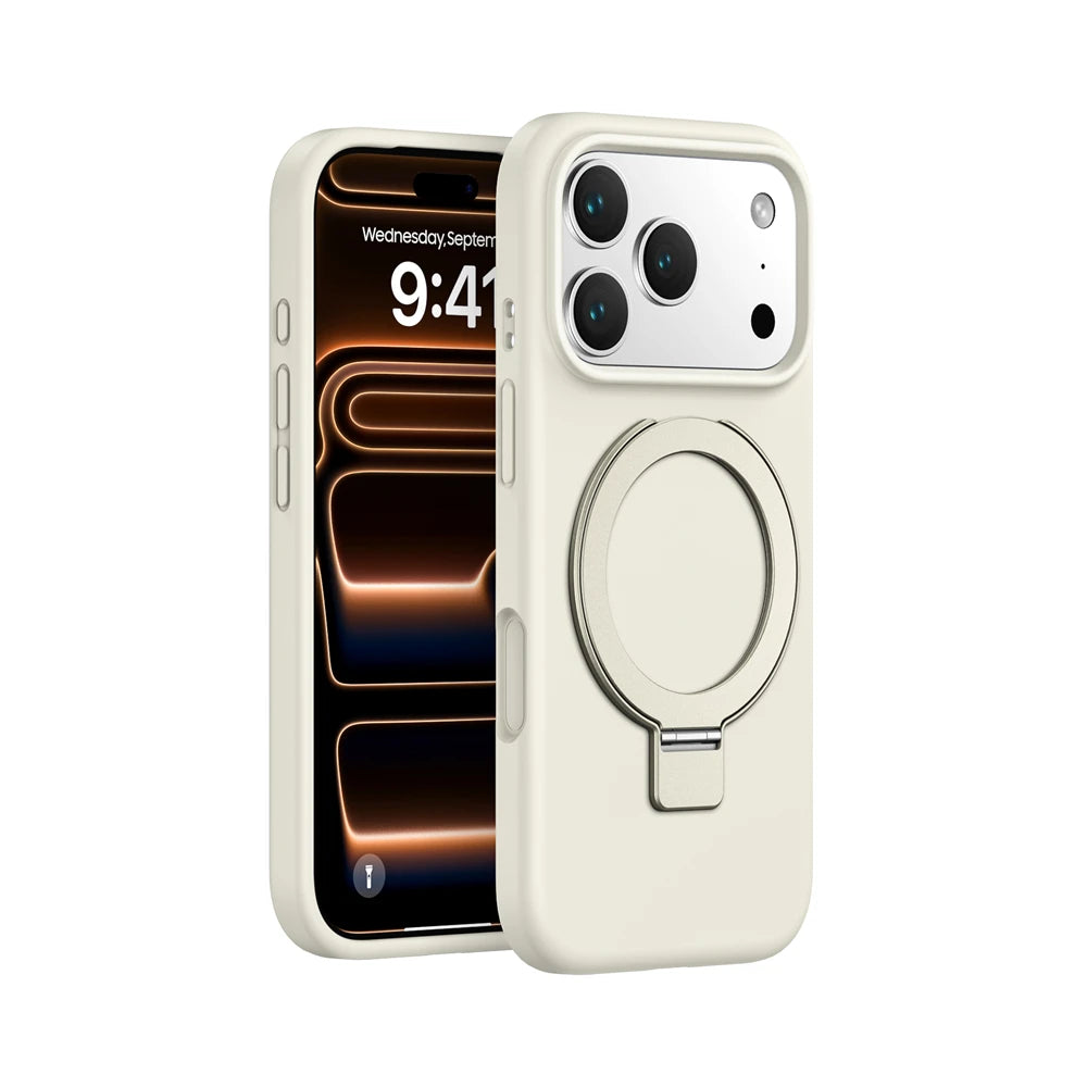 Magnetic Liquid Silicone Stand Case for iPhone 17 16 15 14 13 12 Pro Max Plus