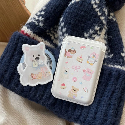 Cute Magnetic Stand Case with Card Holder for iPhone 15/16