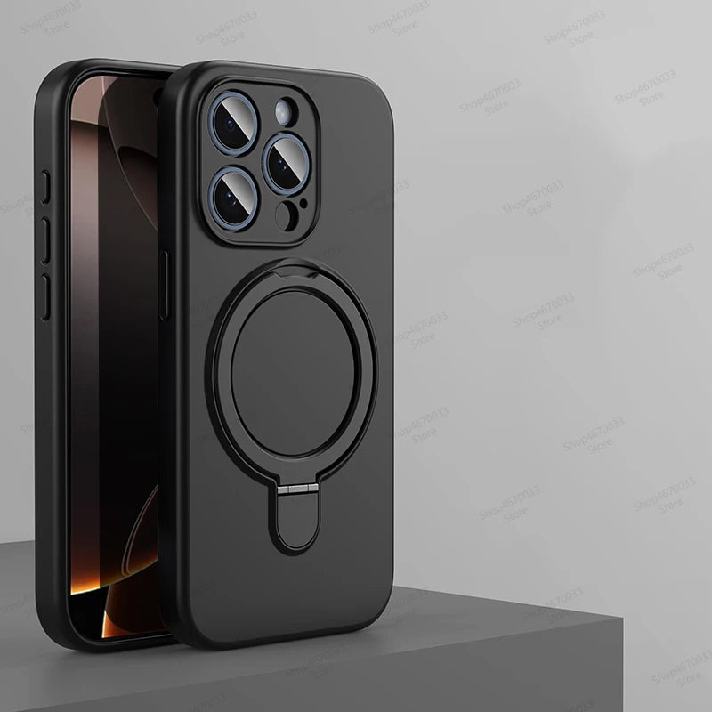 Magnetic Silicone Case with Kickstand for iPhone 11–14 Pro Max Plus