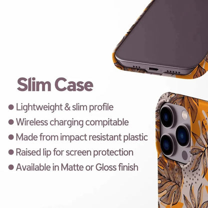 Luxury Yellow Leaf Pattern Case for iPhone 17–7 | Double-Layer Protective Cover