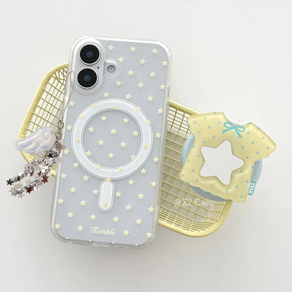 Yellow Stars Korean MagSafe Case for iPhone 17 16 15 14 13 12 11 Pro Max