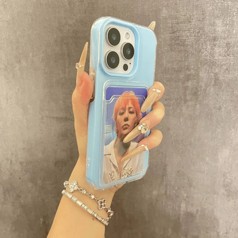 Candy Transparent Silicone + PC Card Slot Case for iPhone 15–17 Pro Max & 17 Air